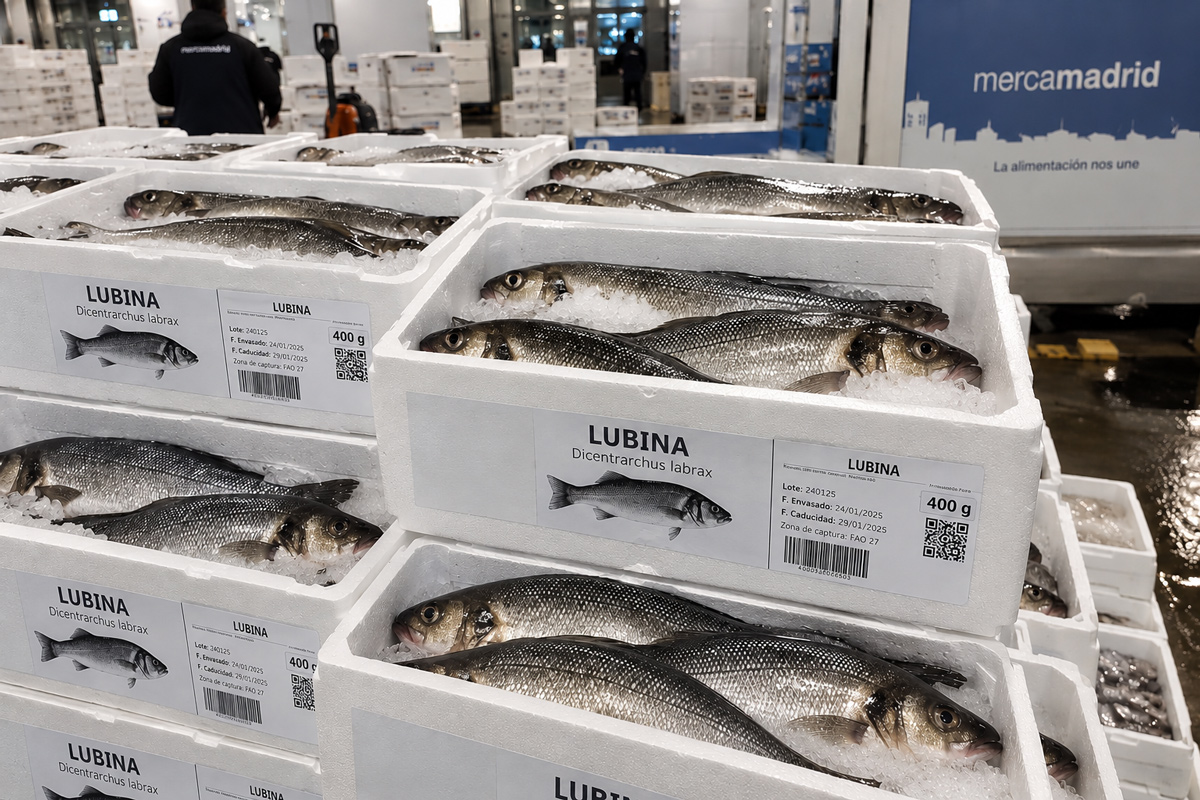 Lubinas sobre hielo en Mercamadrid