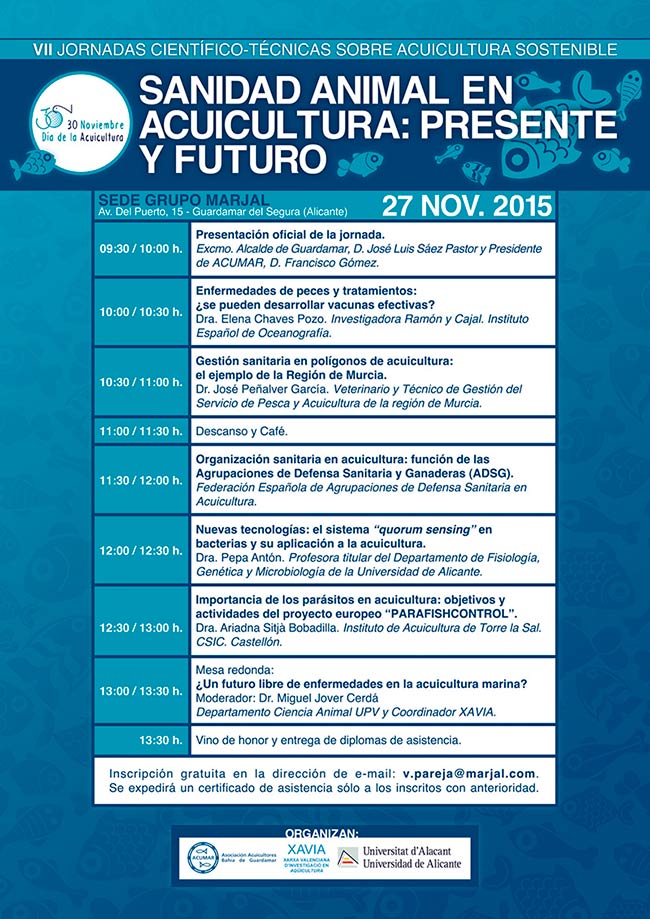 Programa VII Jornadas Acuicultura Sostenible en Guardamar del Segura