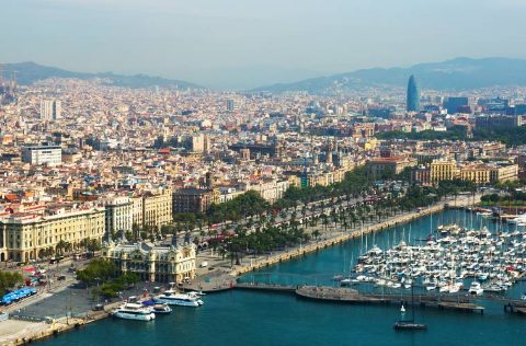 Barcelona, puerto desde una vista aérea