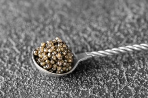 Caviar en cuchara de plata