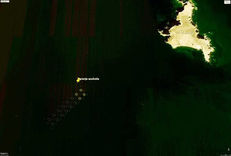 Islas Chafarinas, imágenes granja acuícola Google Earth Islas Chafarinas, imágenes granja acuícola Google Earth