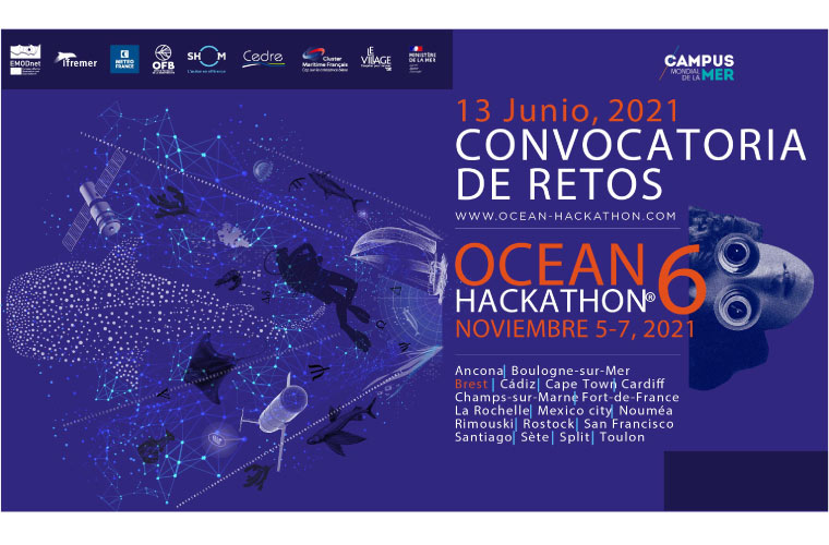 Carátula Convocatoria 2021 Ocean Hackathon Cádiz