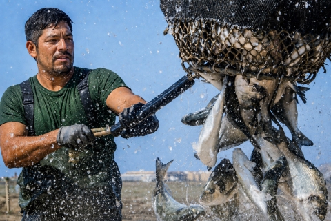 Despesque de pescado de estero en Andalucía