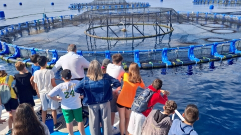 Escolares de visita a una granja de AVRAMAR en Alicante