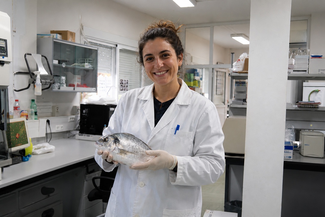 Investigadora con dorada grande