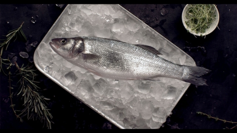 Lubina en cama de hielo