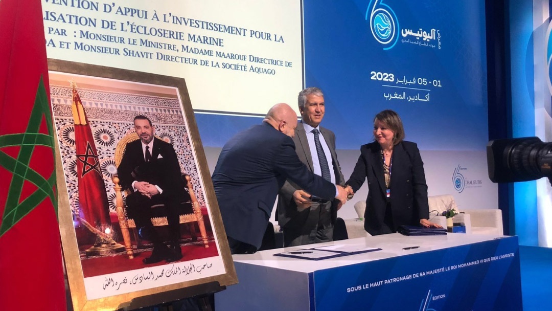 Marruecos. Durante la firma del acuerdo en salón Halieutis
