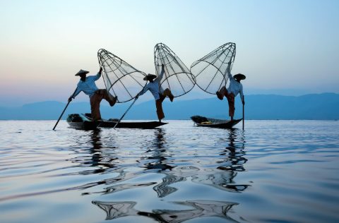 Pescadores en Asia