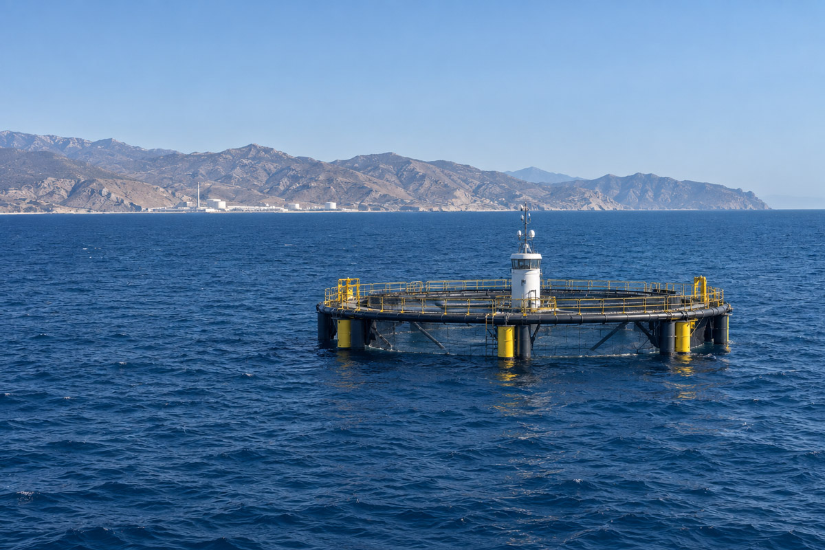 Plataforma offshore para cultivo de seriola | Simulación con IA
