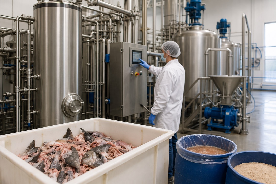 Proceso hidrólisis restos pescado
