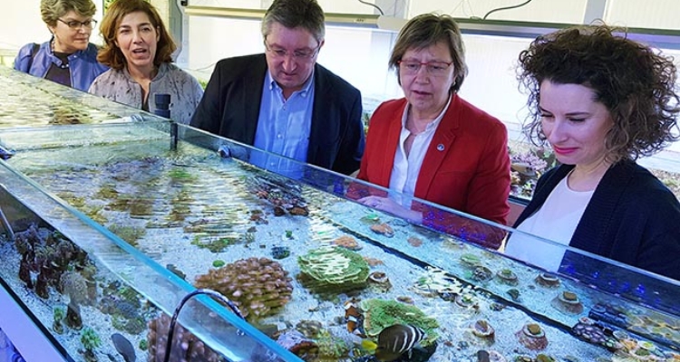 Rosa Quintana durante su visita a la empresa Coral Reef de Viveiro