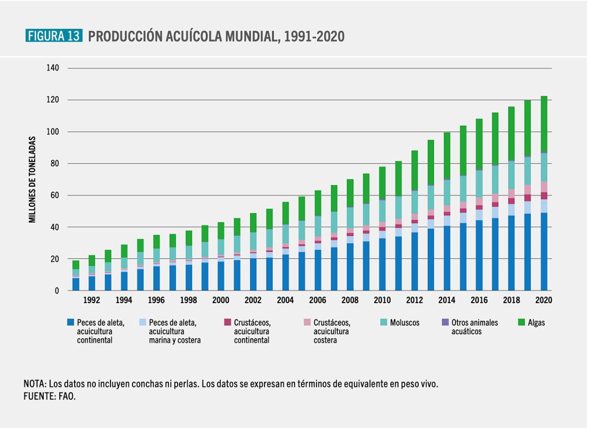 SOFIA 2022, gráfica producción acuicultura