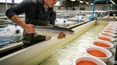 Trout strpping eggs