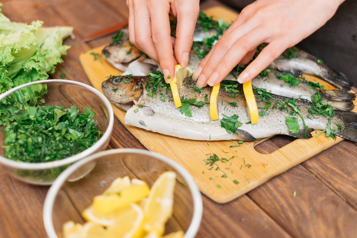 Trucha al horno preparada