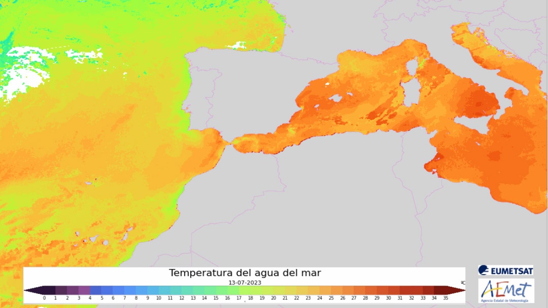 Península agua del mar el pasado 13 de julio de 2023 Península agua del mar el pasado 13 de julio de 2023