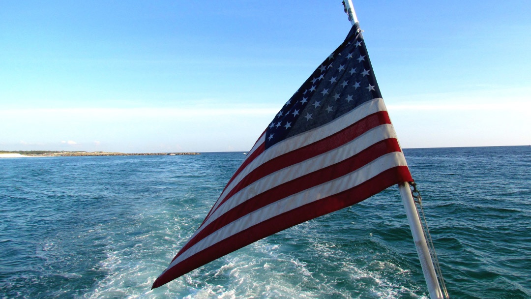 Bandera de EEUU con el fondo del océano