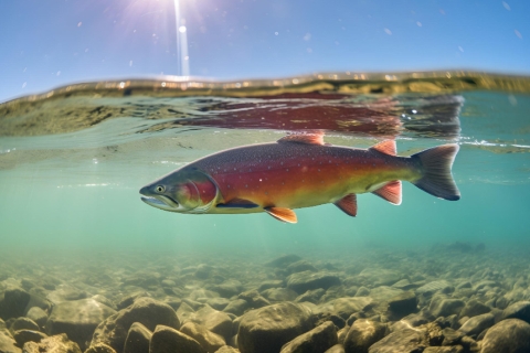 Salmón Atlántico bajo el agua